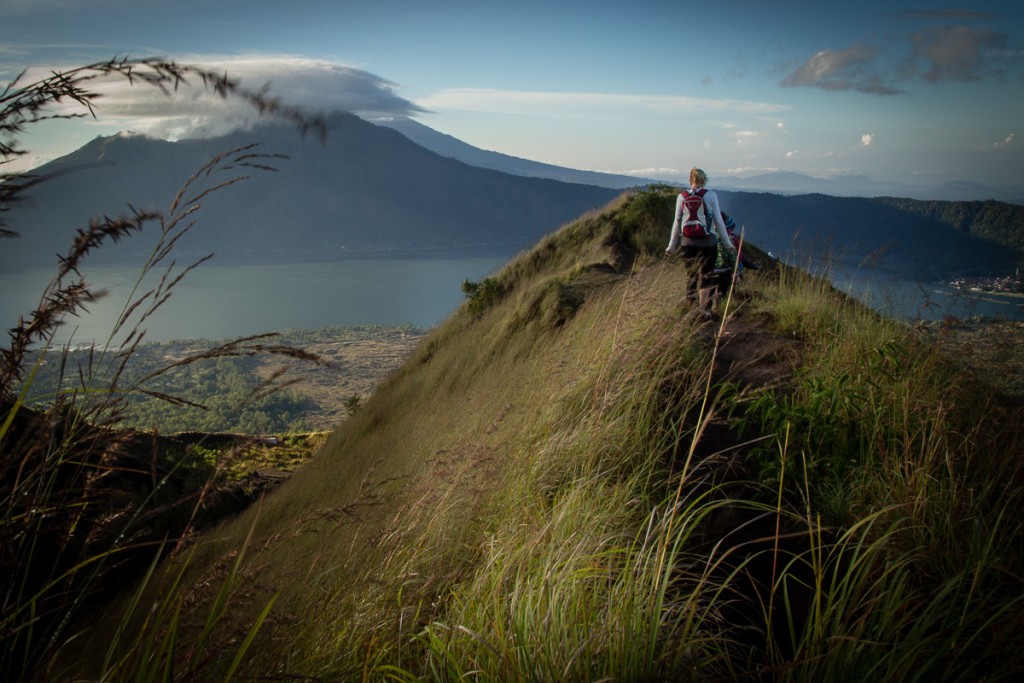 The Narrow Trail on Top of the Mount Batur Volcano Cone