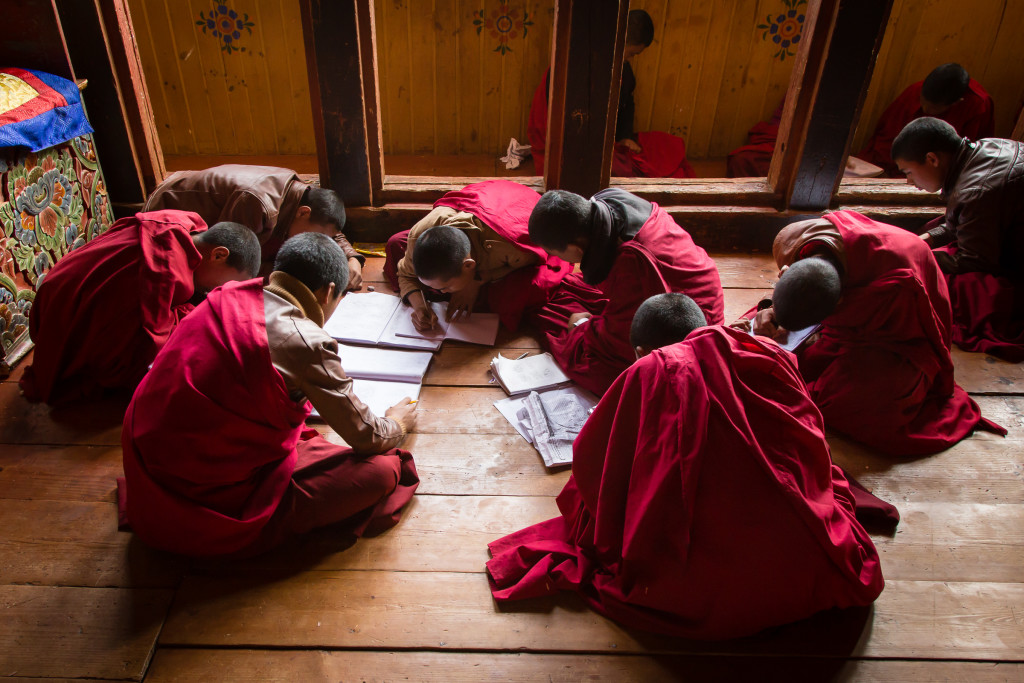 Photo: Young Monks Study at Jakar Dzong in Bhutan
