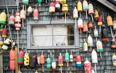Photo: Buoys on a Lobsterman’s Shack in Tremont, Maine