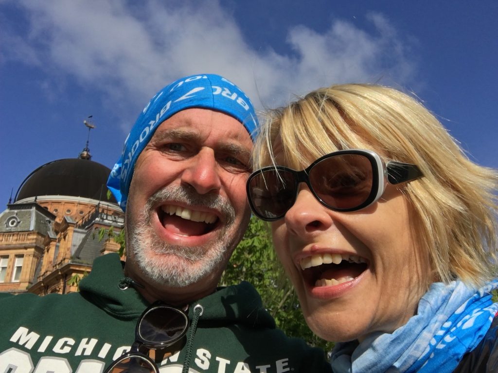Jon and Sarah at Greenwich Observatory about to Start the London Marathon