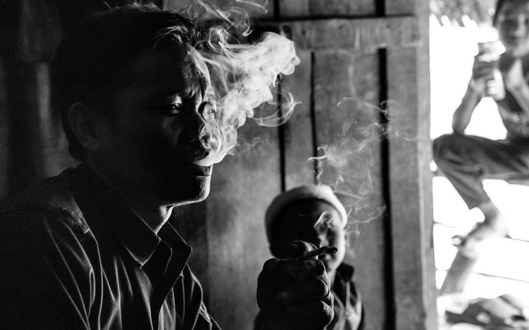 Photo: Smoking Man in Phongsaly Province, Laos