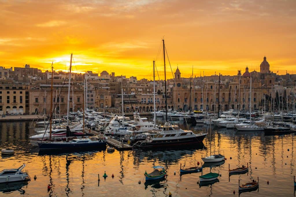 Sunrise and Boats in Senglea for Maltese Sayings