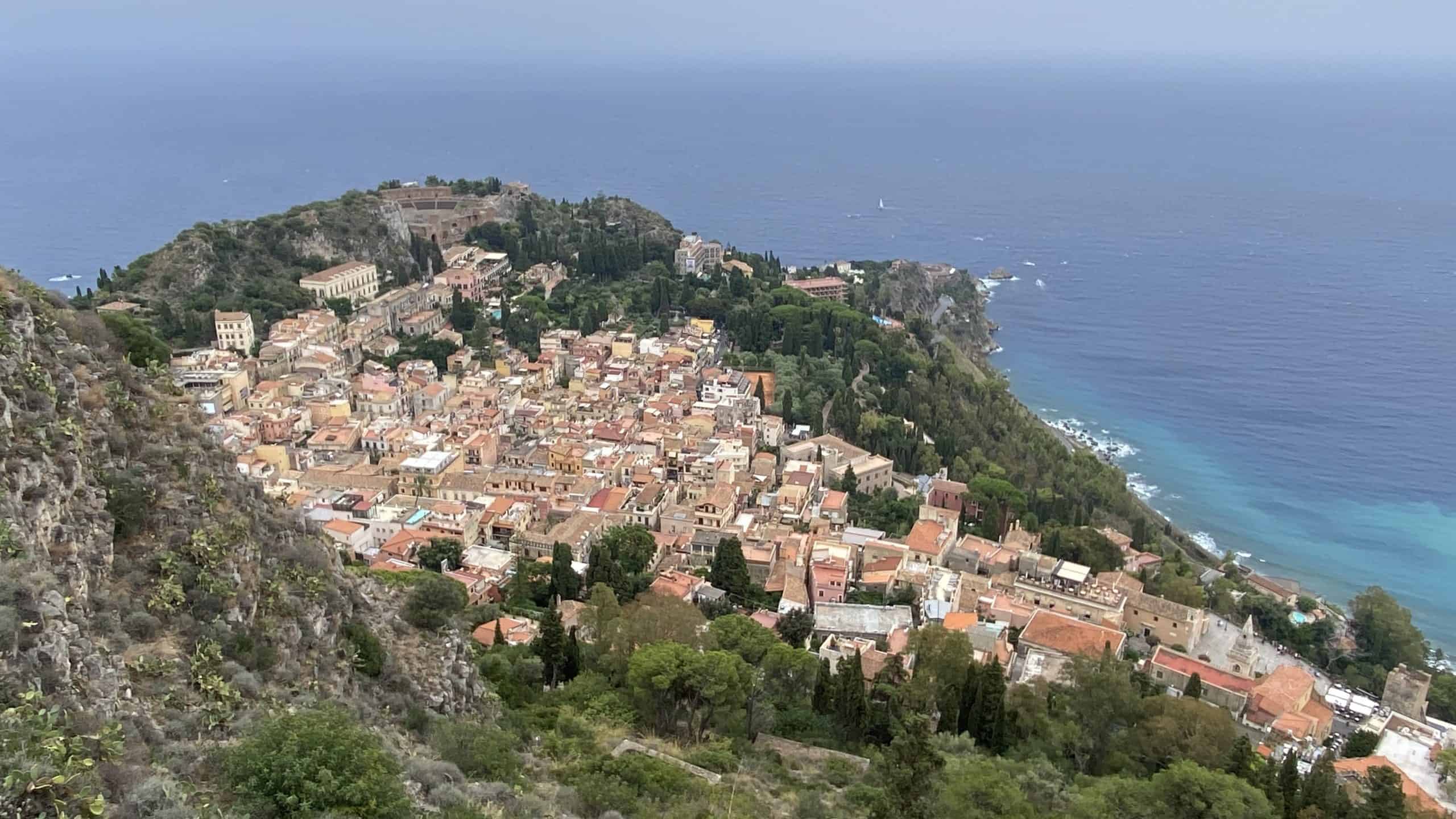 View Of The Taormina And The Bay From Castelmola