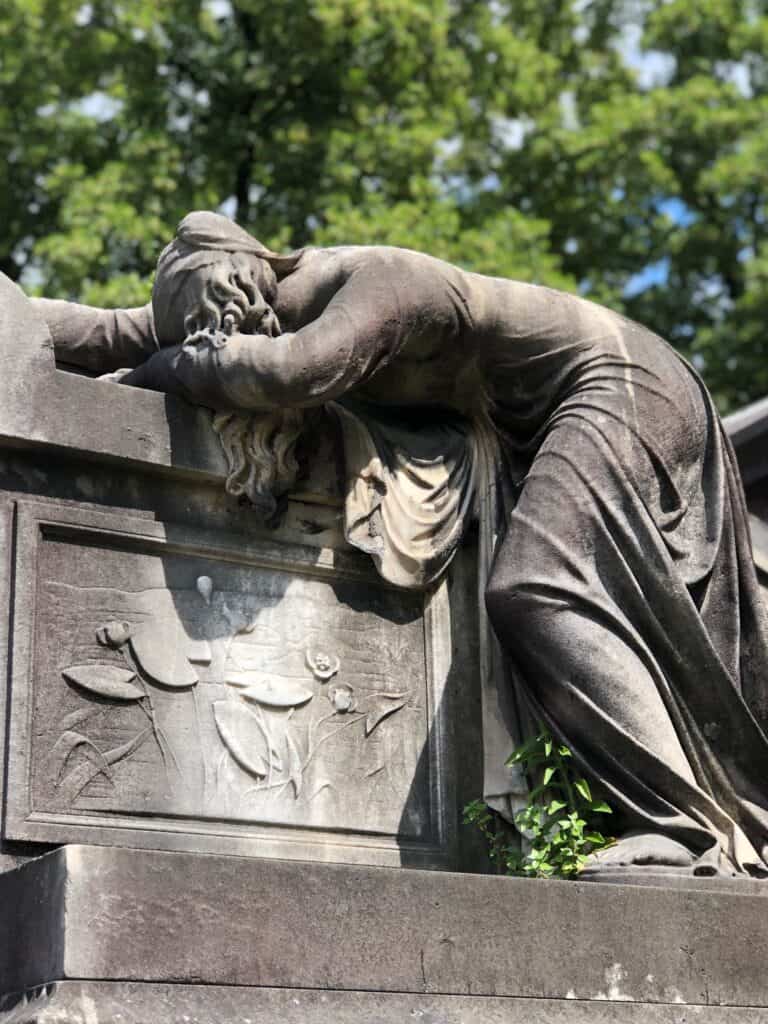 Weeping Statue at Pere Lachaise Cemetery