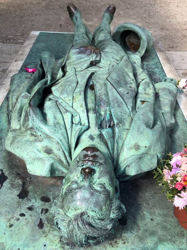 The bronze sculpture of Victor Noir at Pere Lachaise Cemetery