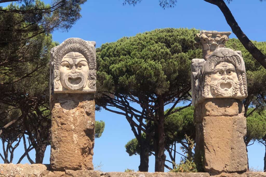 Strange statues at Ostia Antica - Day Trip From Rome Train