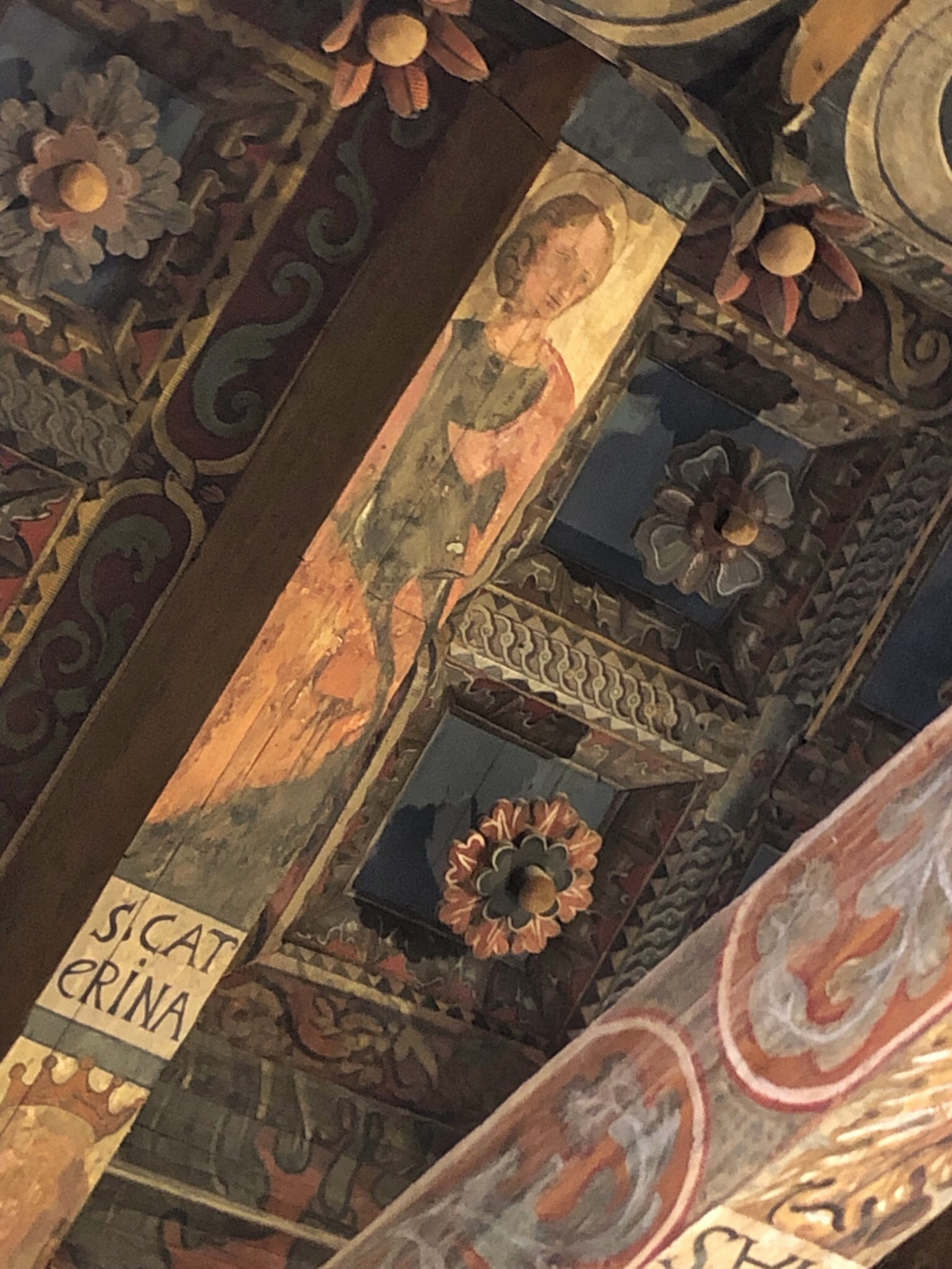 Wooden ceiling inside Agrigento's cathedral 