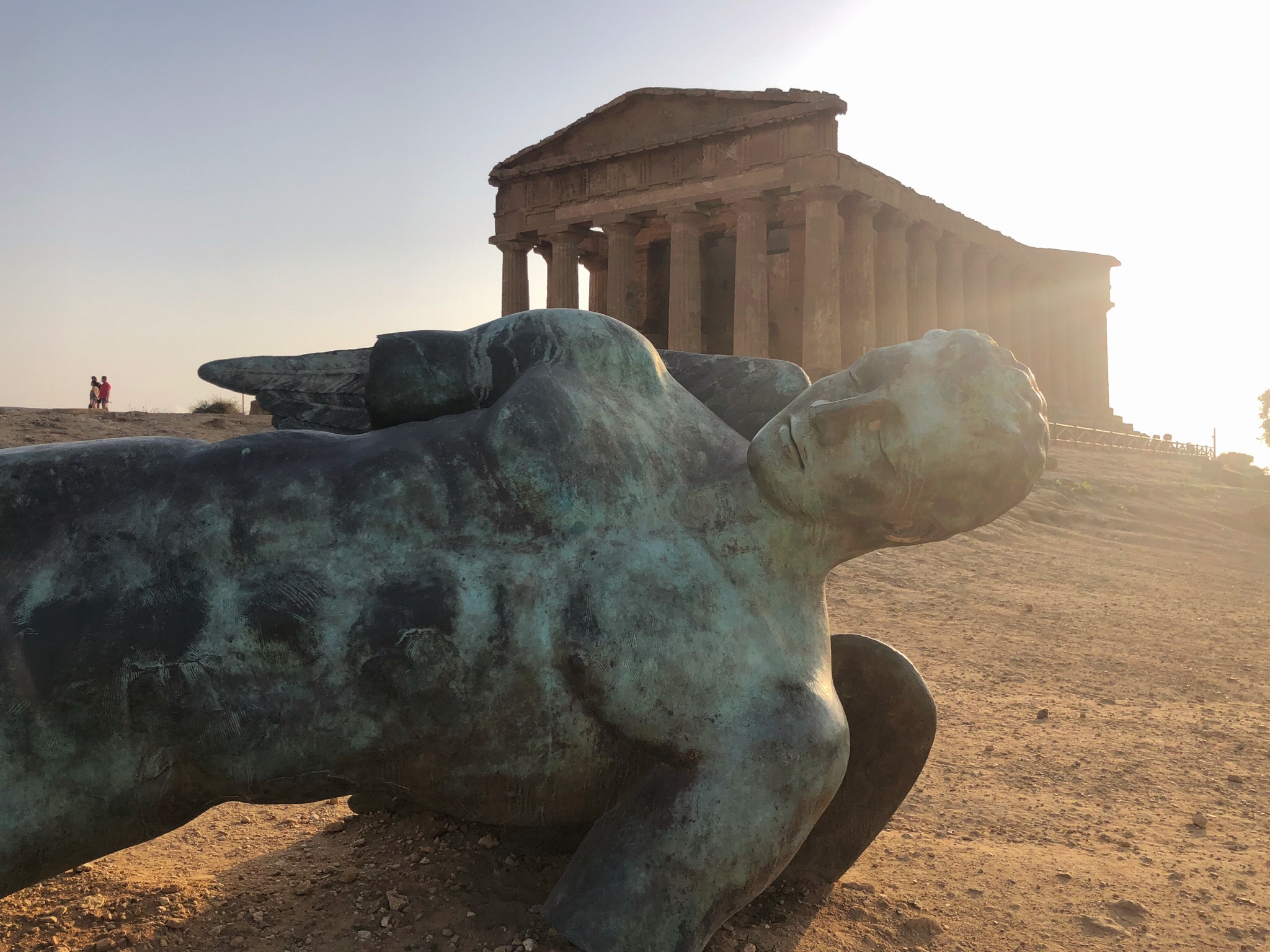 statue of Icarus in front of the temple of Concordia