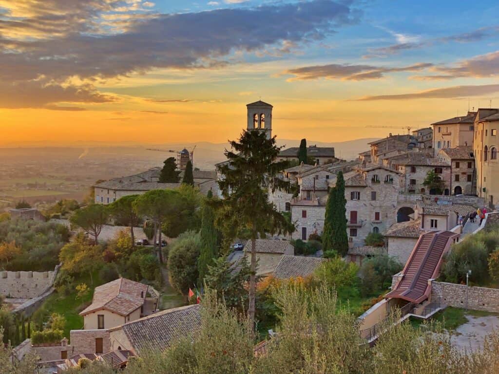 Assisi at sunset. 