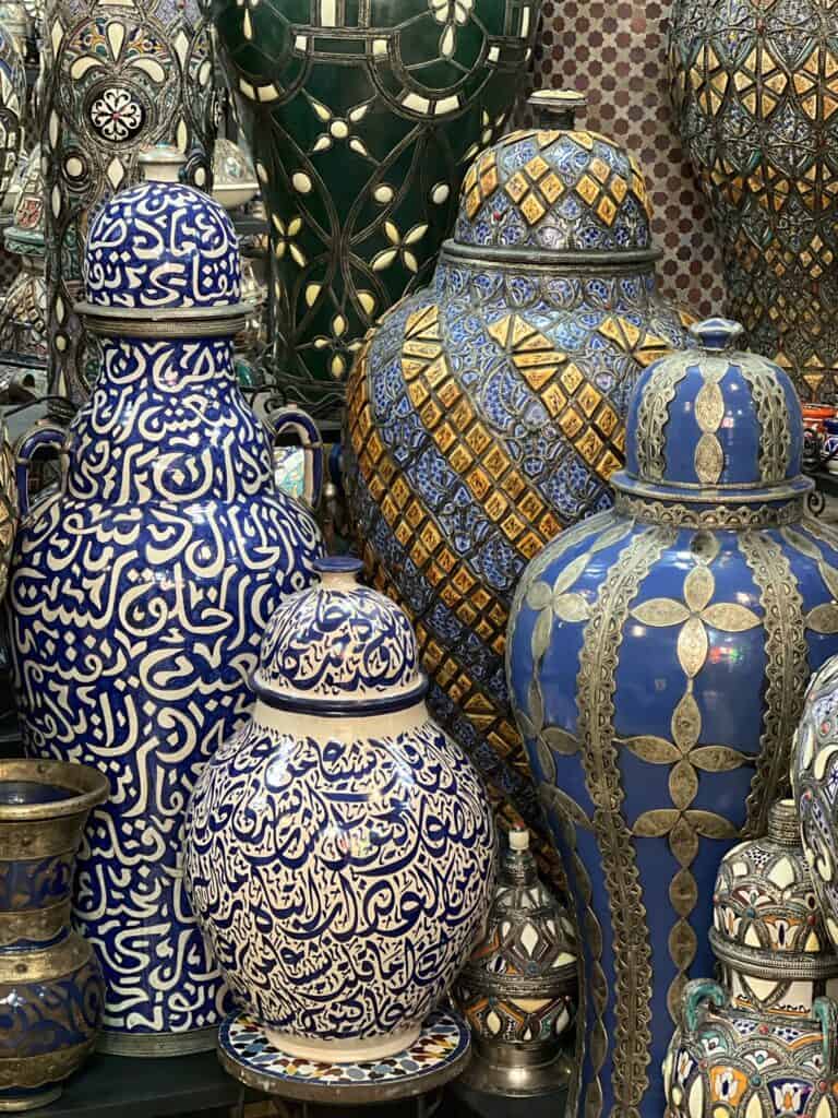 Colourful jars and vases made in Fes Fez
\