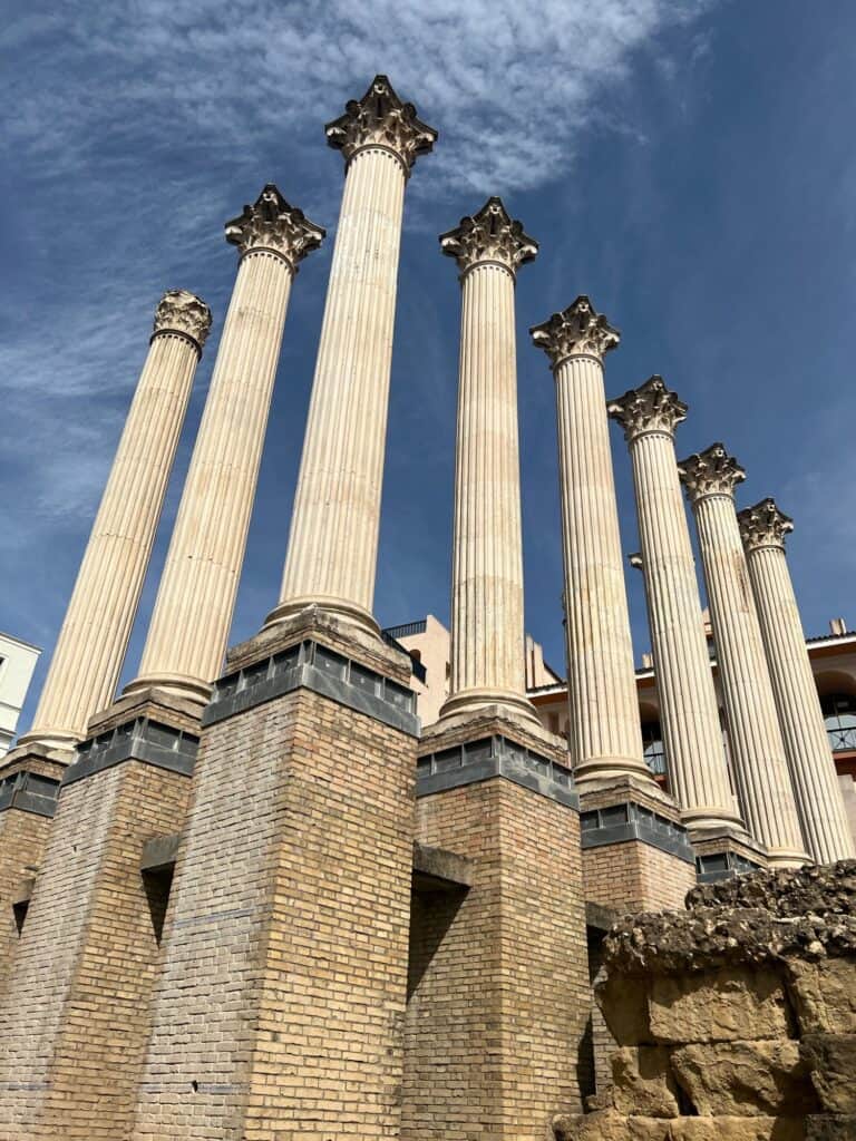 8 columns remain at the Roman Temple in Cordoba