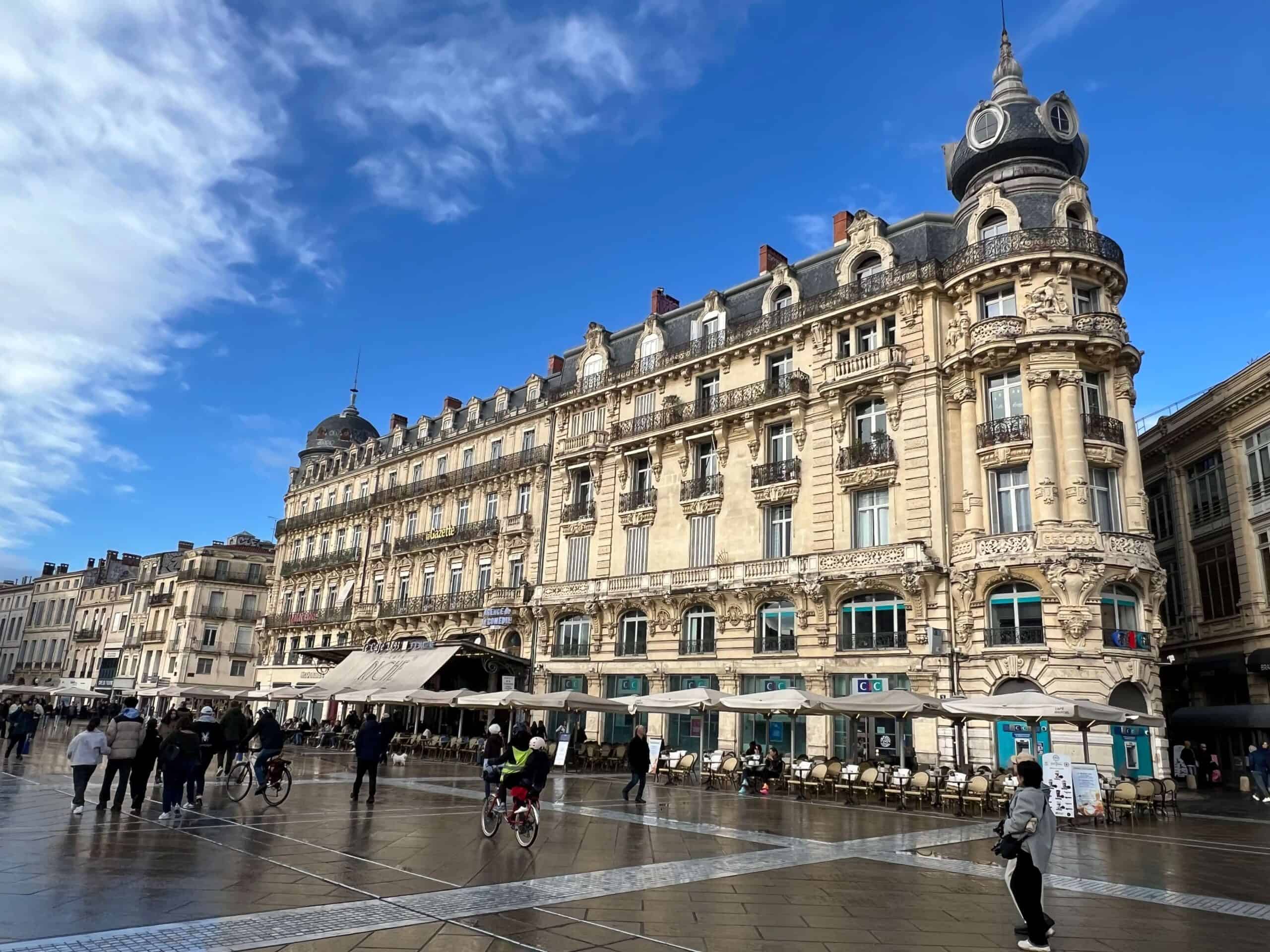 Beautiful buildings on Place de la Comedie, Montpellier 