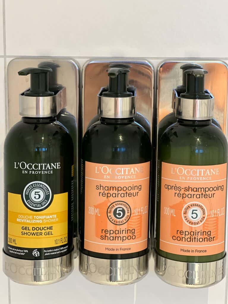 Occitane toiletries on board La Belle Epoque luxury barge burgundy