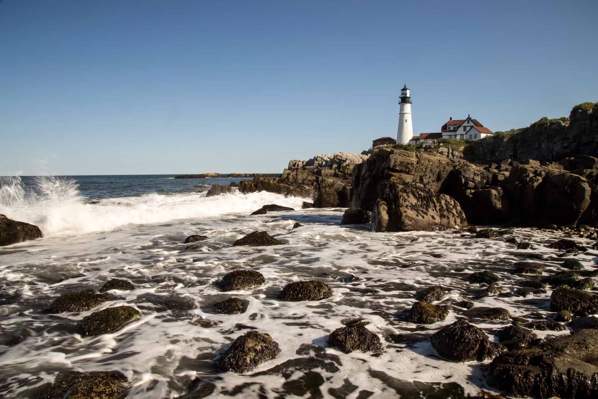 Iconic lighthouse near Portland maine