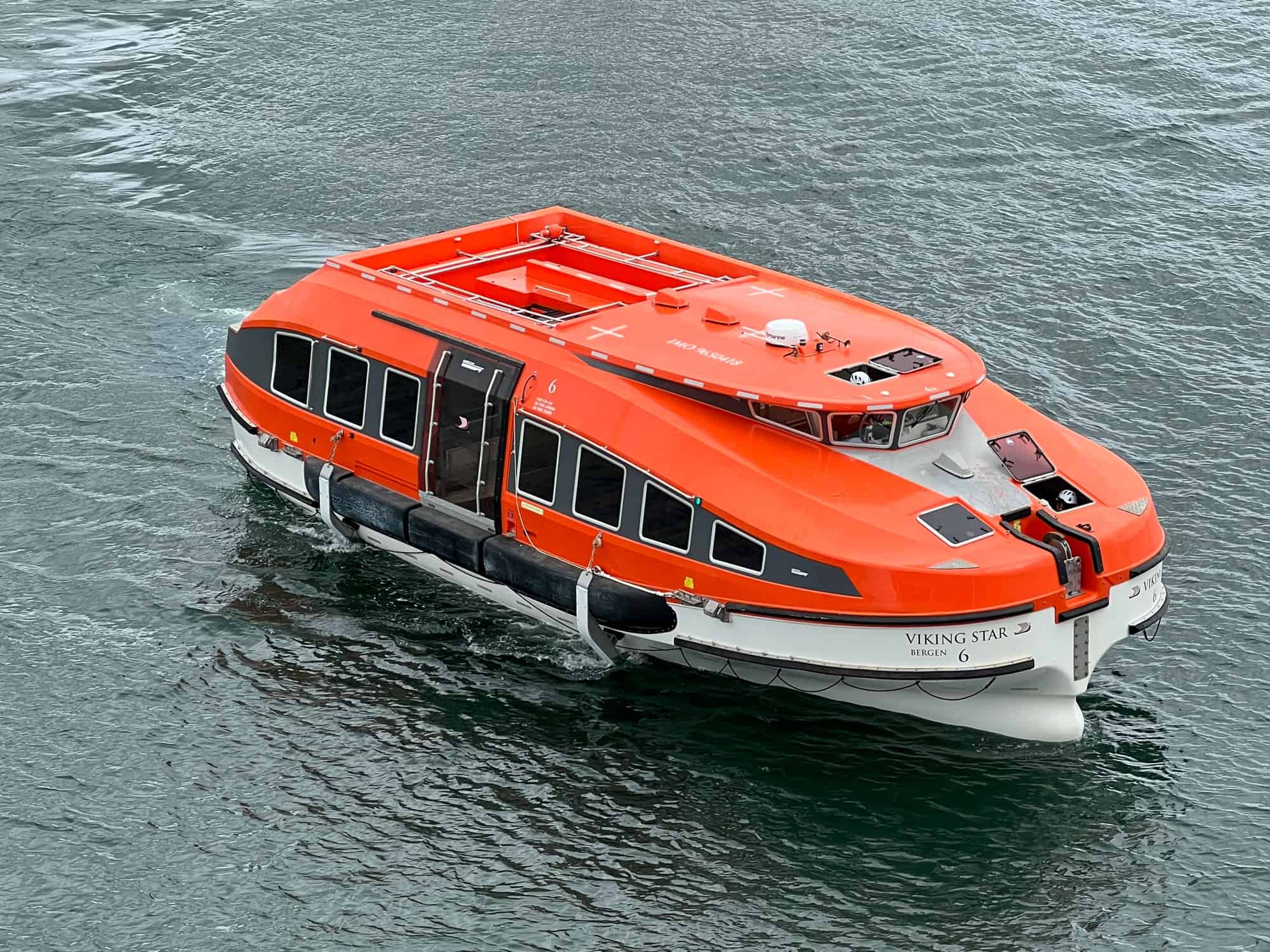 A red and white lifeboat of viking star