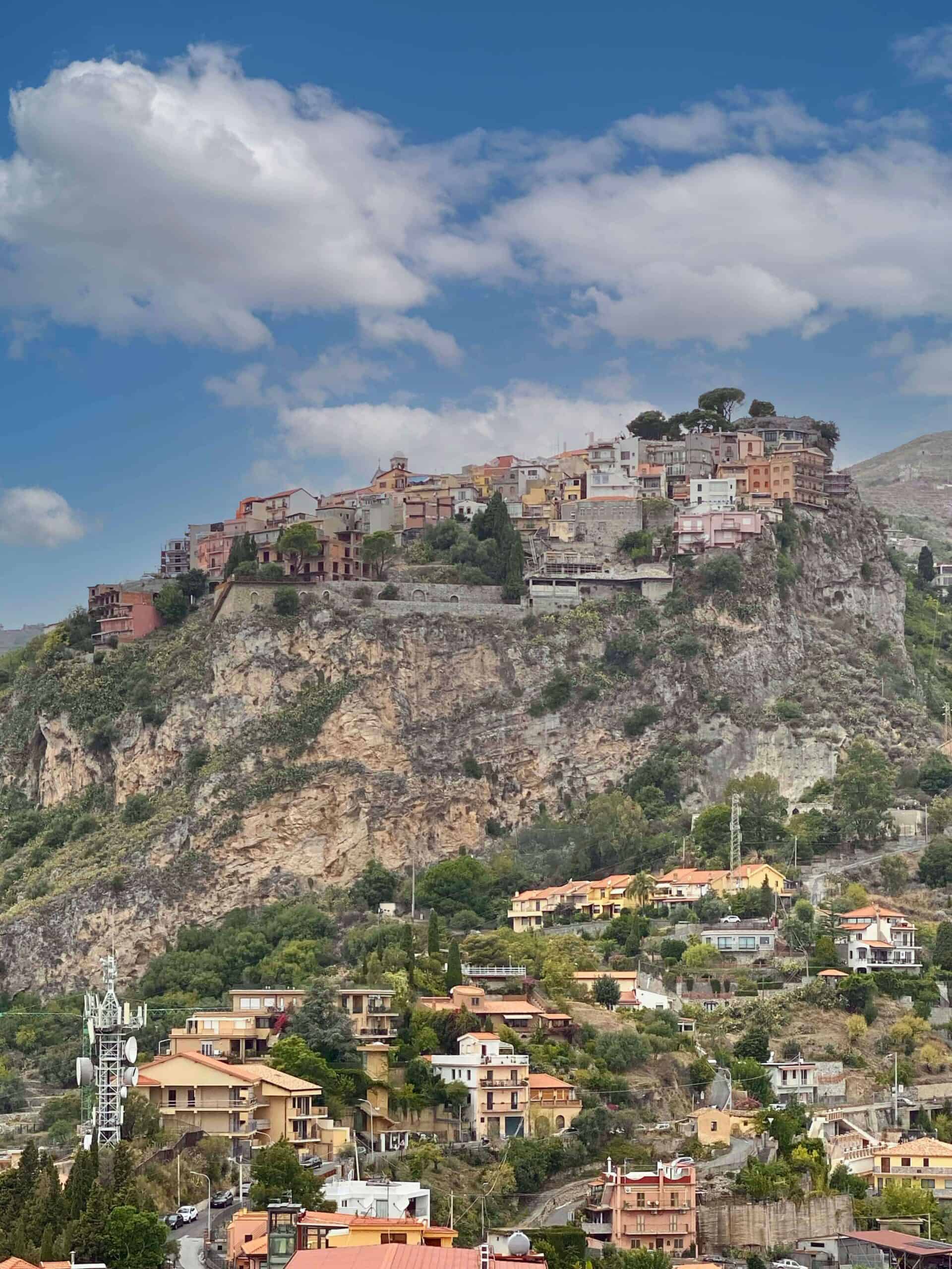 The tiny hilltop town of Castelmola above Taormina 