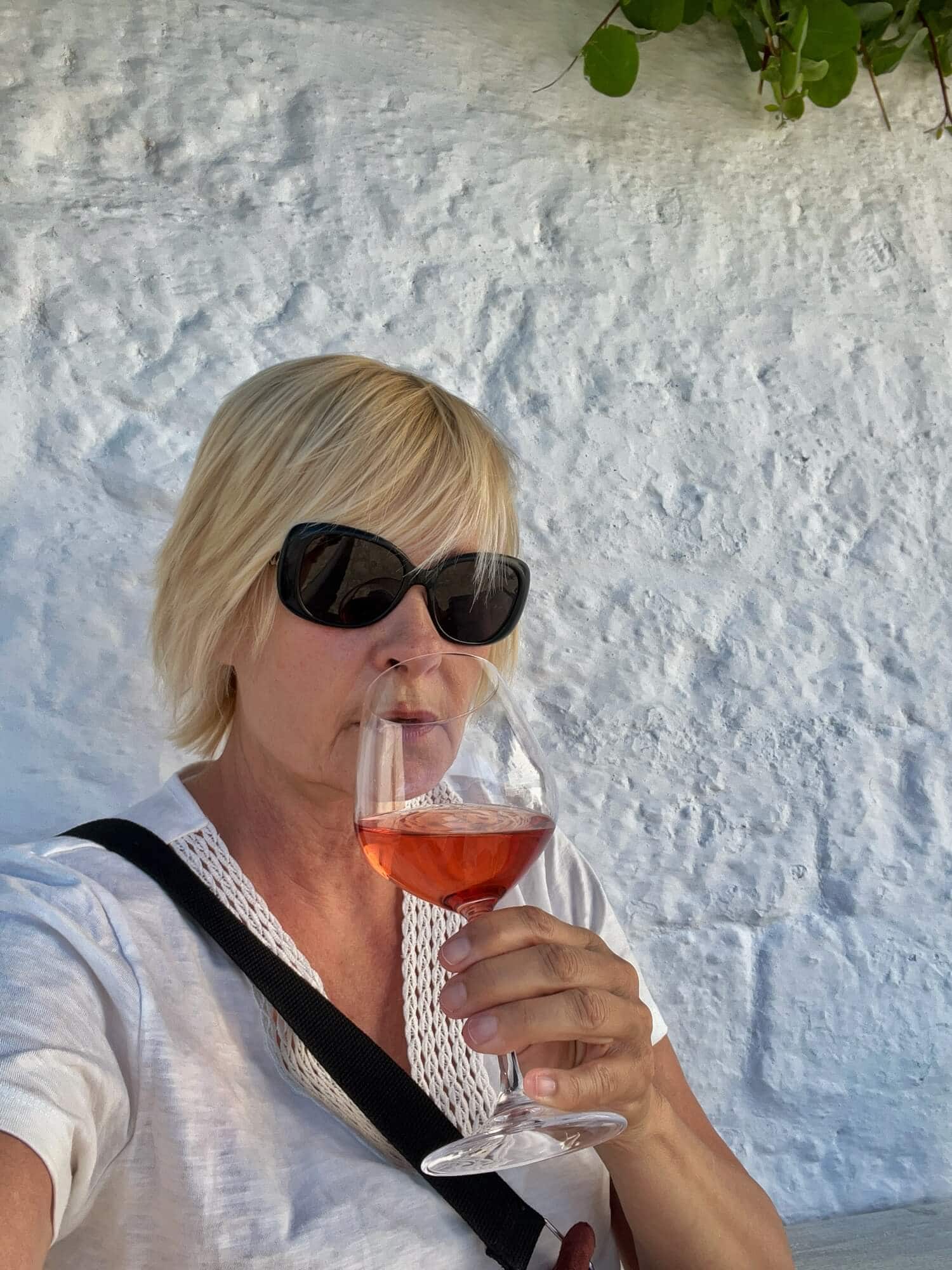 Enjoying a glass of red wine 