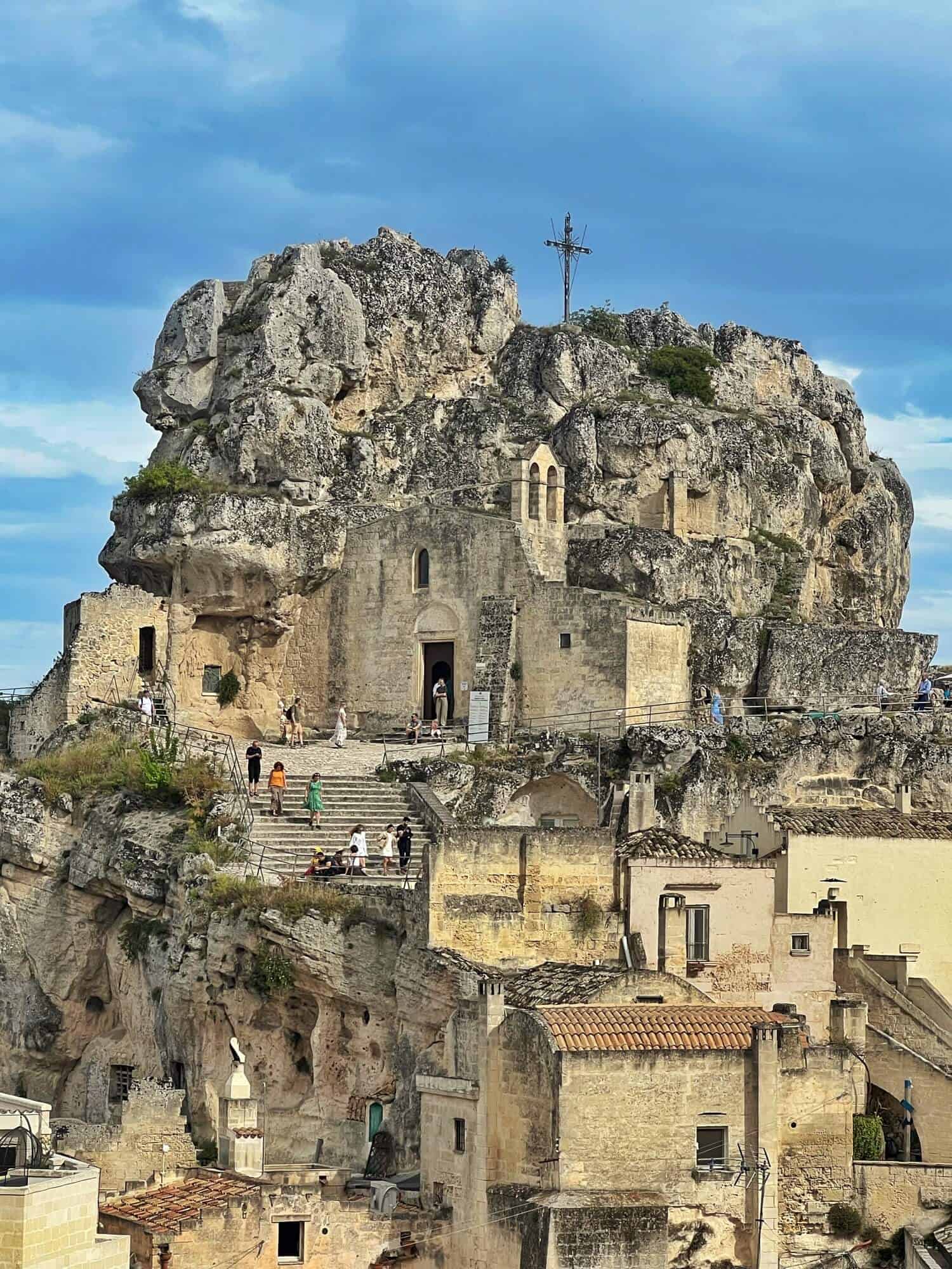 Ancient church carved into the rock in Matera 