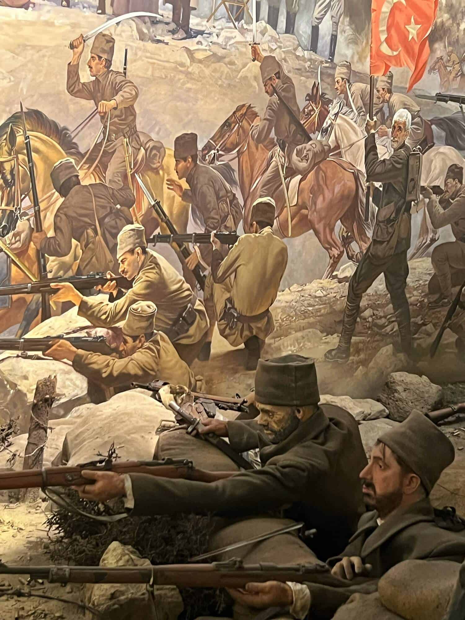 Painting of Turkish soldiers fighting 