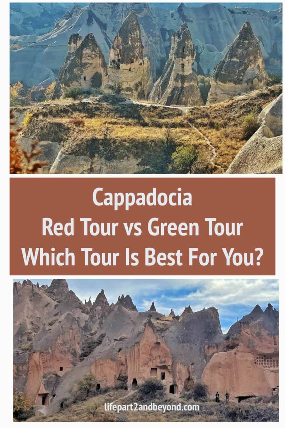 Pin page for choosing between the Red Tour and the Green tour in Cappadocia 