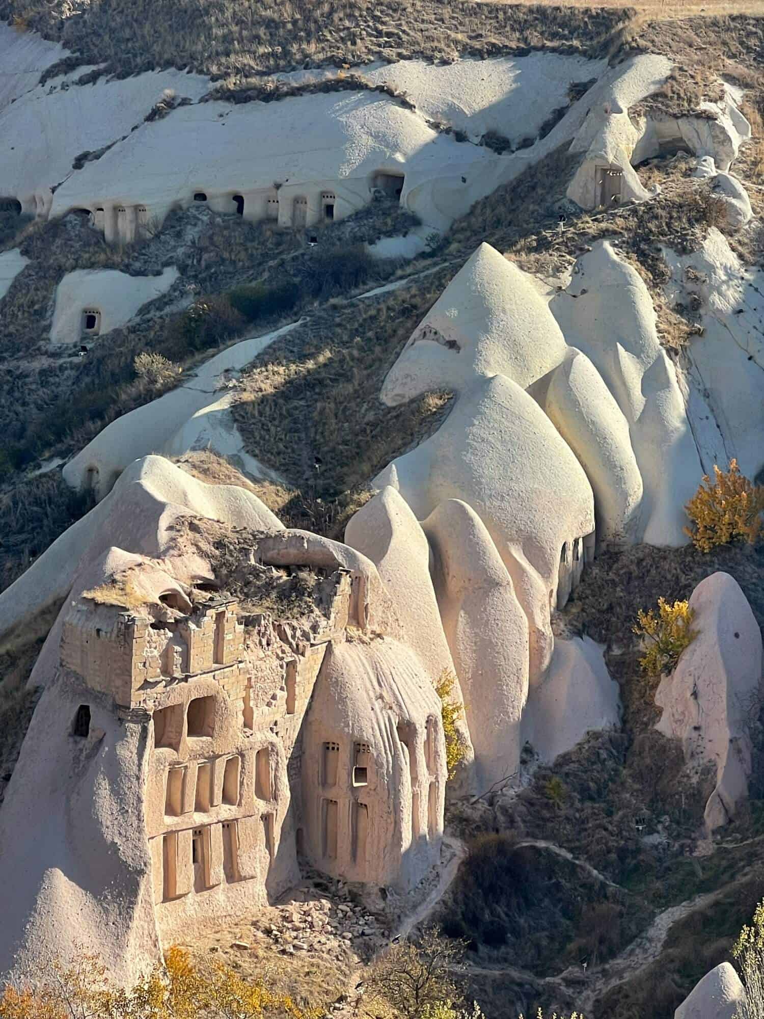 Man made dovecotes for the pigeons in the white rock 