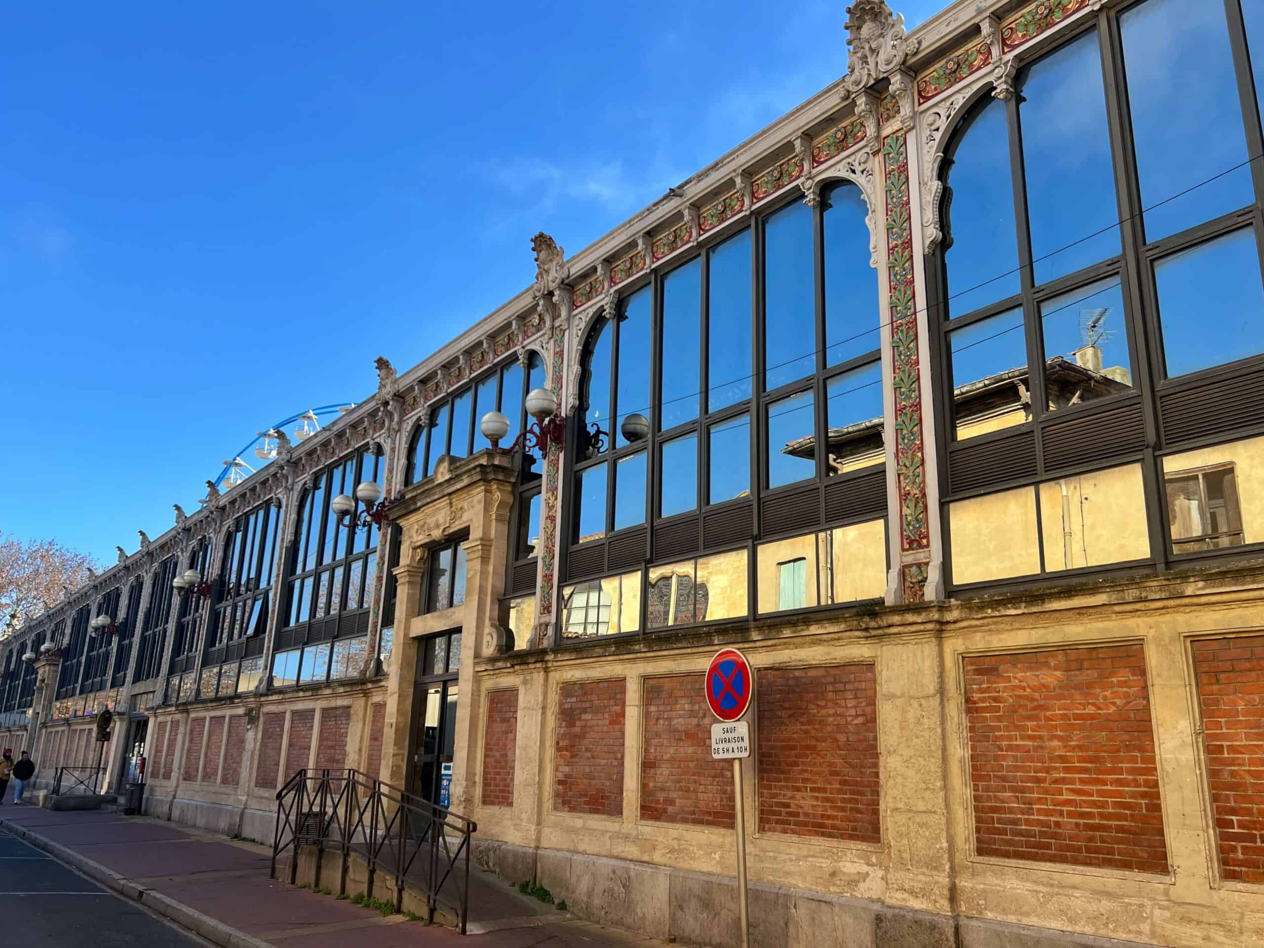 The facade of the indoor market in Narbonne