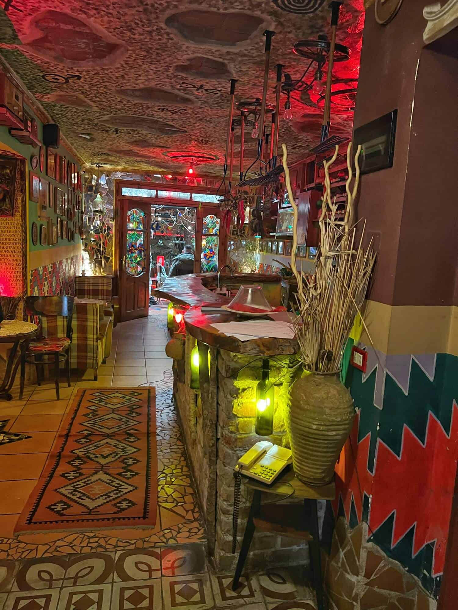 The funky decor go Komitei Kafe Museum in Tirana 