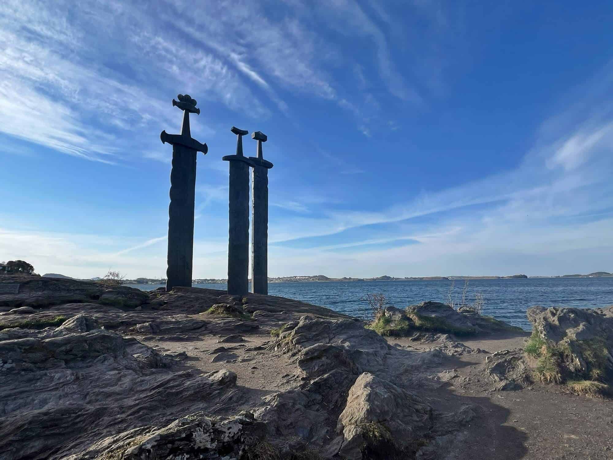 Three giant bronze swords