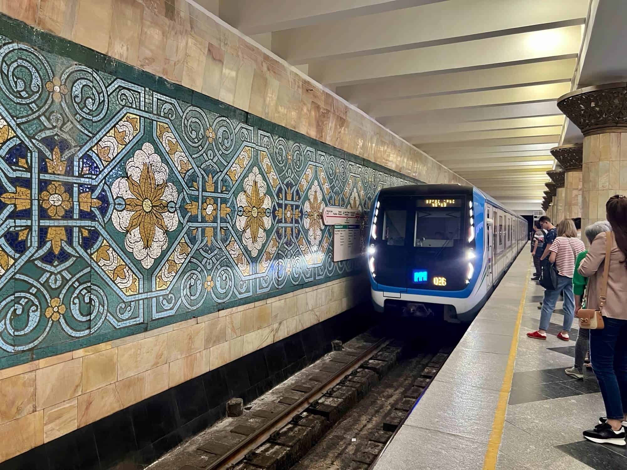 Metro station in Tashkent with mosaic artwork 