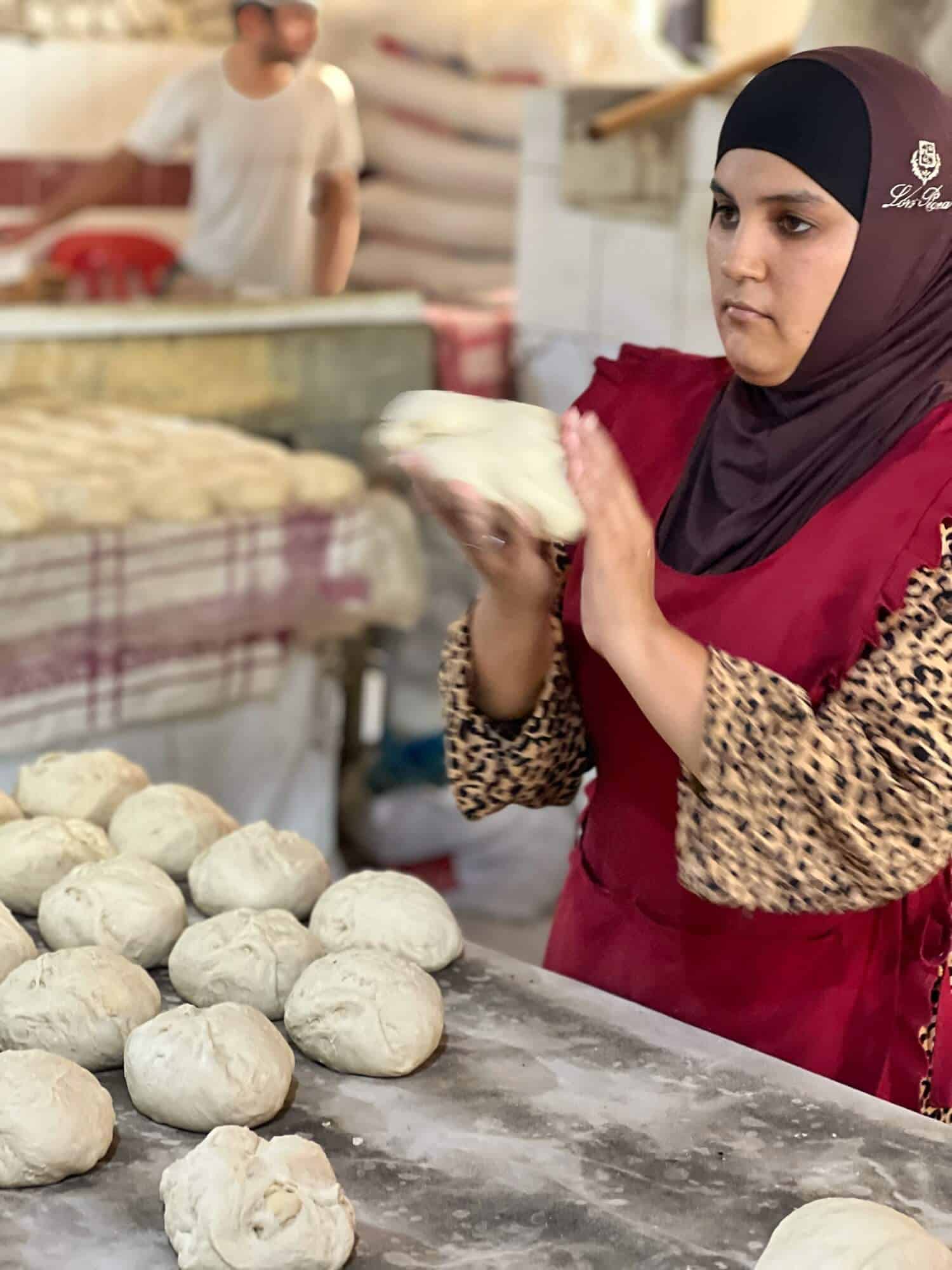 Lady baking bread 