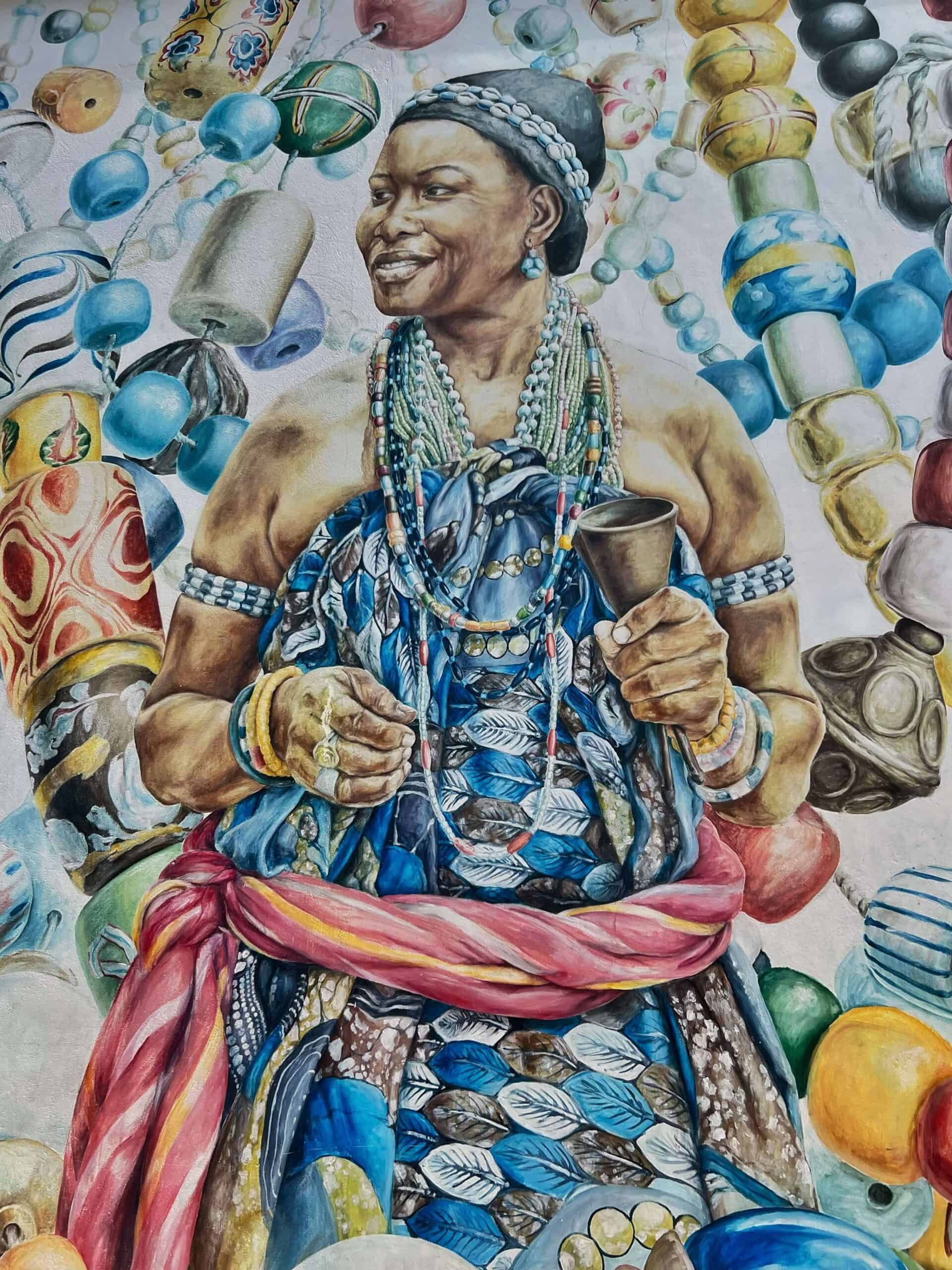 street art of an African woman in Cotonou 