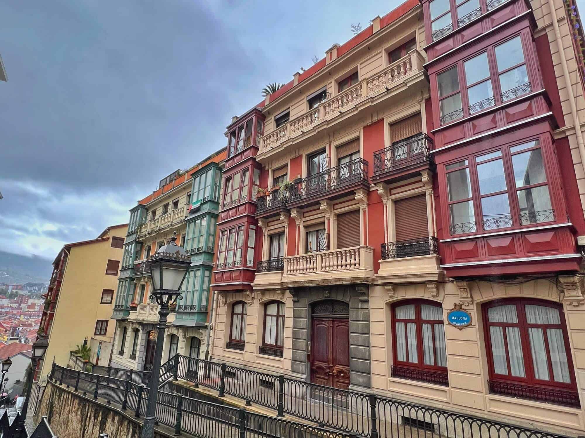 Colourful historical houses in Bilbao 
